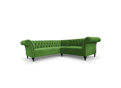 Canapé d'angle élégant vert Chesterfield Canapé d'angle en L Canapés design en tissu d'ameublement