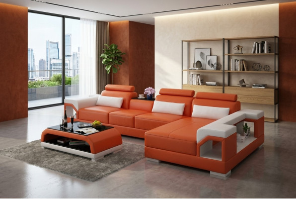Canapé en cuir Canapé Paysage de vie Canapé d'angle Suite d'angle Design Canapé moderne G8010C