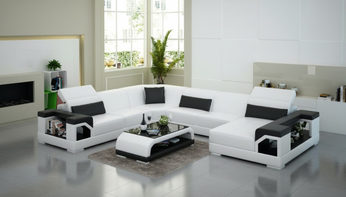 Canapé en cuir Canapé Paysage vivant Canapé d'angle Suite d'angle Design Moderne Canapé Nouveau G8014