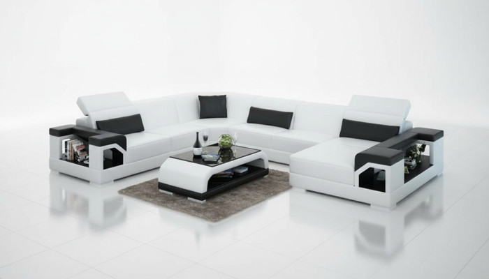 Canapé en cuir Canapé Paysage vivant Canapé d'angle Suite d'angle Design Moderne Canapé Nouveau G8014