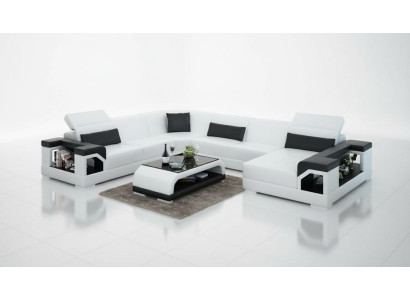 Canapé en cuir Canapé Paysage vivant Canapé d'angle Suite d'angle Design Moderne Canapé Nouveau G8014
