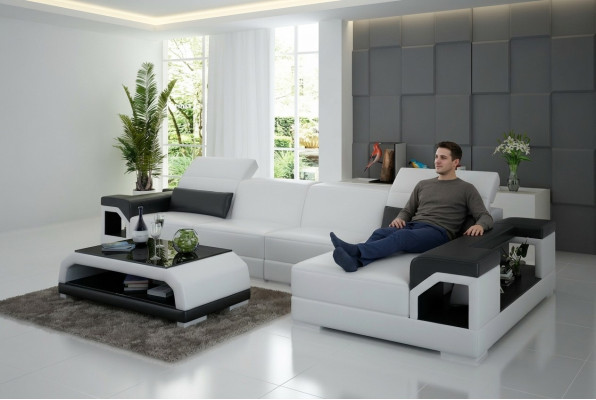 Canapé en cuir canapé moderne paysage de vie décor coin canapé d'angle design suite