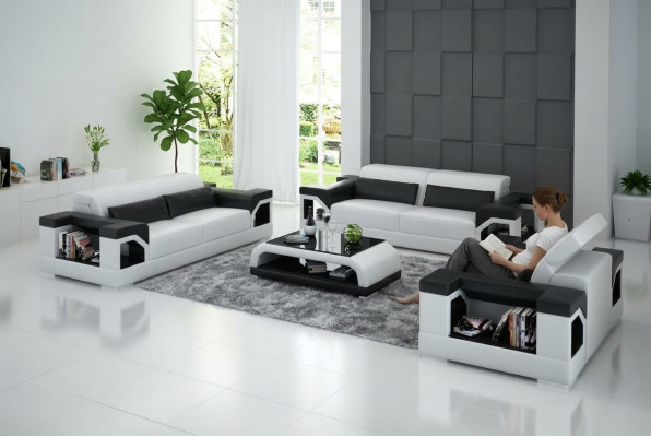 Canapé en cuir ensemble de canapé ensemble de 3+2+1 places design canapé moderne