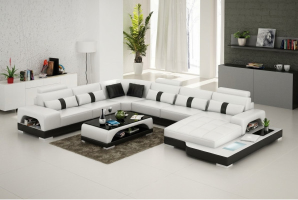 Canapé en cuir Canapé Coussin de vie Coin Canapé d'angle Canapé Moderne Design Suite
