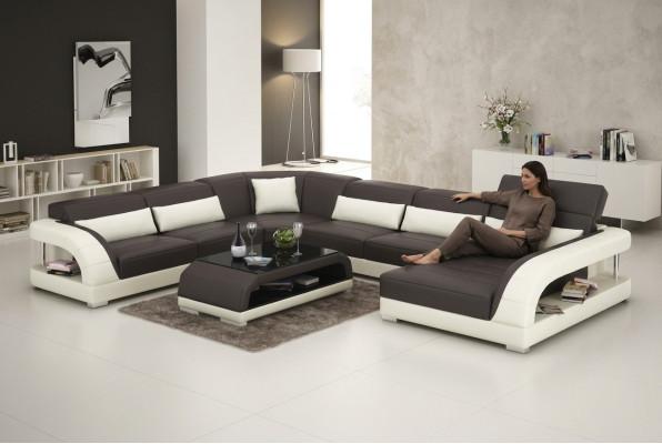 Canapé en cuir Canapé Canapé d'angle Canapé d'angle Suite d'angle Design Canapé moderne