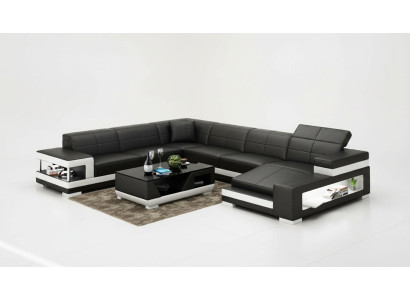 Canapé en cuir Canapé Canapé d'angle Suite d'angle Design Canapé moderne G8017
