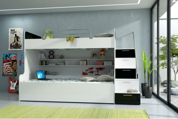 Lit superposé double Lit superposé Lit double Lit pour jeunes Lits Lits mezzanine Mobilier Immédiatement