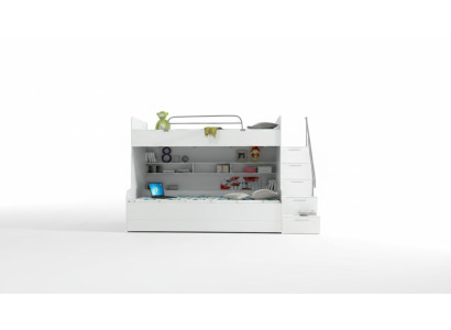 Lit superposé double Lit superposé Lit pour enfants Lit pour jeunes Lit mezzanine neuf Blanc / Blanc