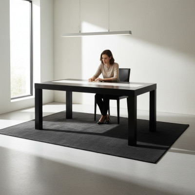 Table Table à manger Table en bois Table XXL Table de conférence S27 Rayon 150+50 CM