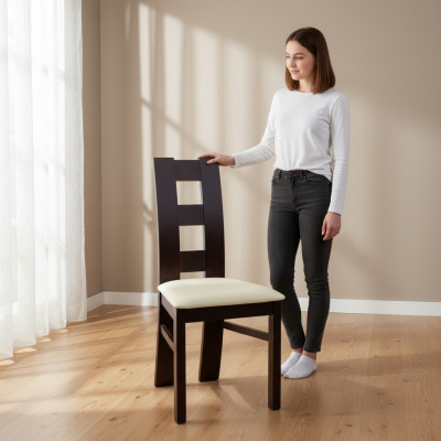 Bois massif Blanc Noir Bois Chaise DESIGNER Salle à manger CHAISE MODERNE Décorative