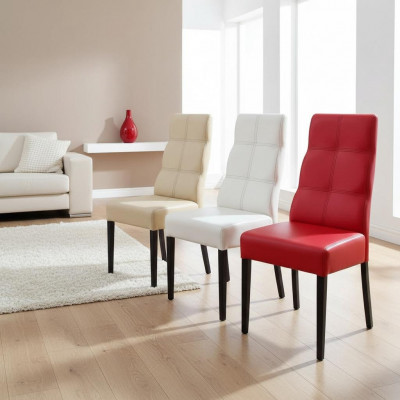 Bois massif Chaise en bois MODERNE Cuir DESIGNER Chaise de salle à manger Décor de cuisine décoratif