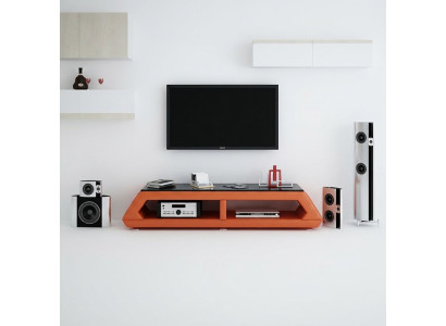Meuble TV en cuir avec vitrage Table pour télévision Table basse Mo.B