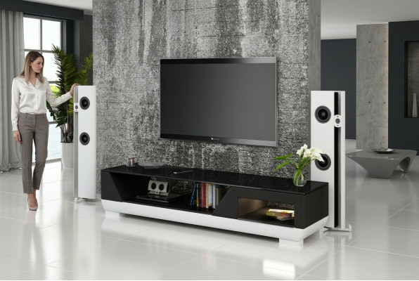 Meuble TV Meuble TV Cuir Table en Verre Armoire Télévision Table Basse Mo.I