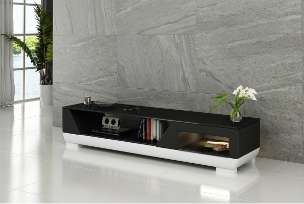 Meuble TV Meuble TV Cuir Table en Verre Armoire Télévision Table Basse Mo.I