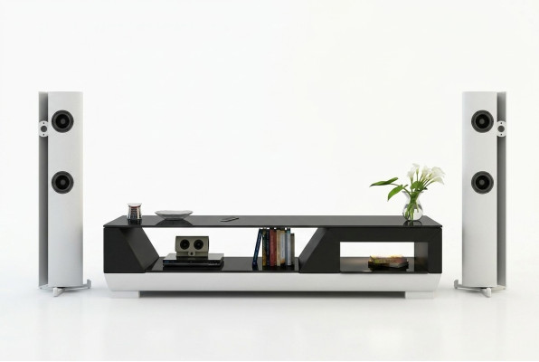 Meuble TV Meuble TV Cuir Table en Verre Armoire Télévision Table Basse Mo.I