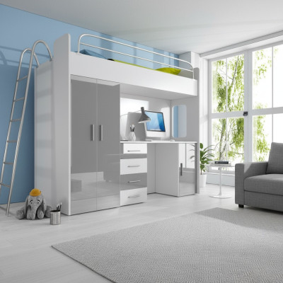Lits superposés doubles LIT SUPERPOSE Lit superposé avec bureau Armoire neuf GRIS