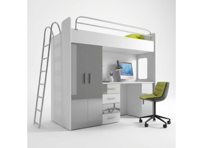 Lits superposés doubles LIT SUPERPOSE Lit superposé avec bureau Armoire neuf GRIS