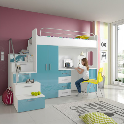 Lit superposé double Lit superposé Lit double Lit jeunesse Lits avec armoire Table nouveau