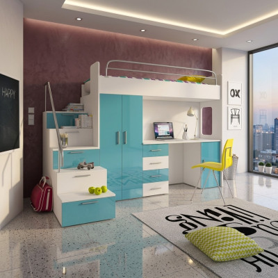 Lit superposé double Lit superposé Lit double Lit jeunesse Lits avec armoire Table nouveau
