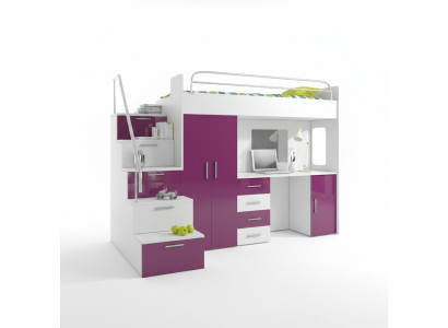 Lits superposés doubles Lit superposé Lit double Lit de jeunes Lits avec armoire Table RAJ4
