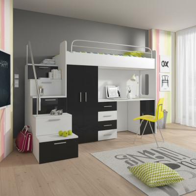 Lits superposés doubles Lit superposé Lit double Lit pour jeunes Lits avec armoire Table neuf !