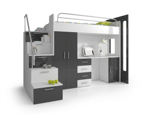 Lits superposés doubles Lit superposé Lit double Lit pour jeunes Lits avec armoire Table neuf !