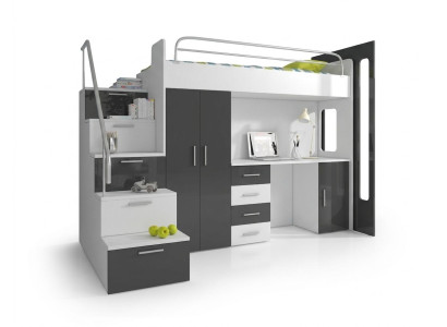 Lits superposés doubles Lit superposé Lit double Lit pour jeunes Lits avec armoire Table neuf !