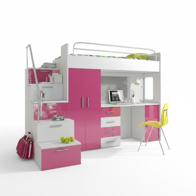 Lit superposé double Lit superposé Lit double Lit pour jeunes Lits avec armoire Table neuve