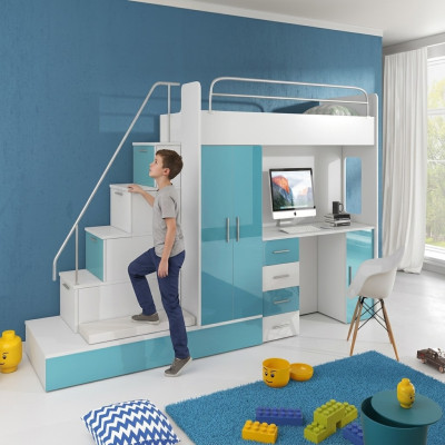 Lit superposé pour enfants Lit superposé Lit Armoire Chambre d'ado Armoire Bureau