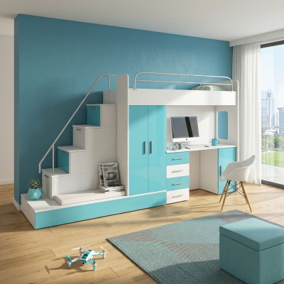 Lit superposé pour enfants Lit superposé Lit Armoire Chambre d'ado Armoire Bureau