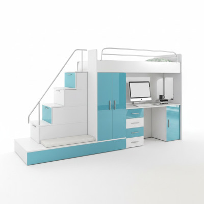 Lit superposé pour enfants Lit superposé Lit Armoire Chambre d'ado Armoire Bureau