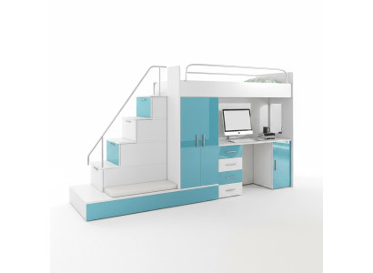 Lit superposé pour enfants Lit superposé Lit Armoire Chambre d'ado Armoire Bureau