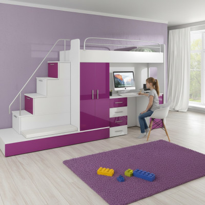 Lit superposé Lit superposes Chambre d'adolescent Lit Armoire Armoire Bureau