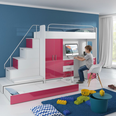Lits superposés, Lit superposé, Lit, Armoire, Chambre de jeunes, Bureau