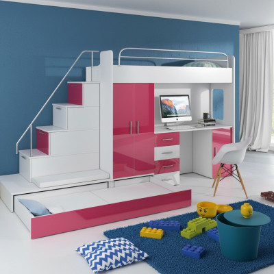 Lits superposés, Lit superposé, Lit, Armoire, Chambre de jeunes, Bureau