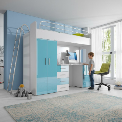 Lit superposé BUNK LIT Lit superposé + Armoire Bureau Lits Chambre d'enfants