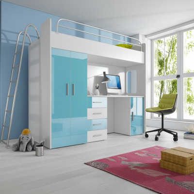 Lit superposé BUNK LIT Lit superposé + Armoire Bureau Lits Chambre d'enfants