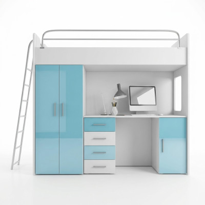 Lit superposé BUNK LIT Lit superposé + Armoire Bureau Lits Chambre d'enfants