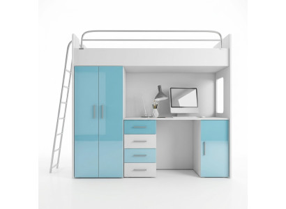 Lit superposé BUNK LIT Lit superposé + Armoire Bureau Lits Chambre d'enfants
