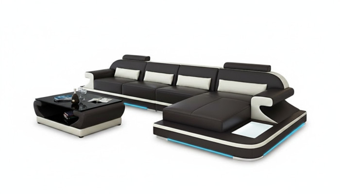 Canapé en cuir Canapé Canapé d'angle Canapé d'angle Suite d'angle Design Canapé moderne G8021C