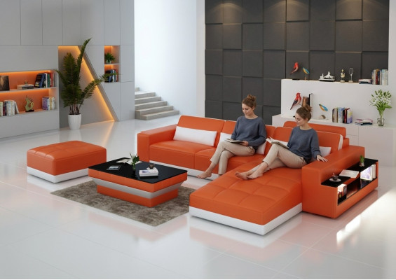Canapé en cuir Canapé Paysage vivant Canapé d'angle Suite d'angle Design Canapé moderne G8019E