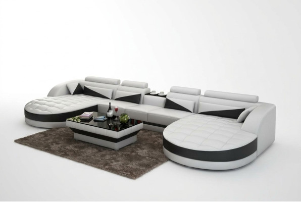 Canapé-lit en cuir Canapé lit Paysage vivant Canapé d'angle Suite d'angle Design Moderne G8018D