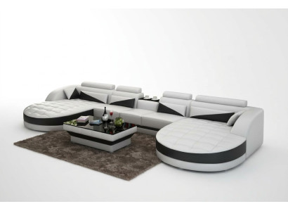 Canapé-lit en cuir Canapé lit Paysage vivant Canapé d'angle Suite d'angle Design Moderne G8018D