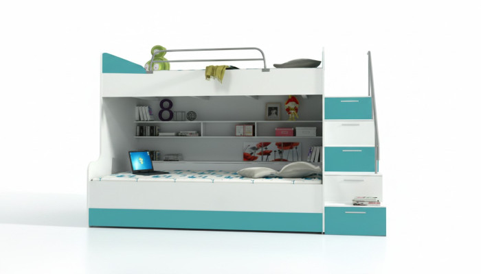 Lit superposé moderne de style moderne en turquoise pour la chambre de vos enfants.