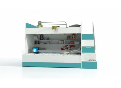 Lit superposé moderne de style moderne en turquoise pour la chambre de vos enfants.