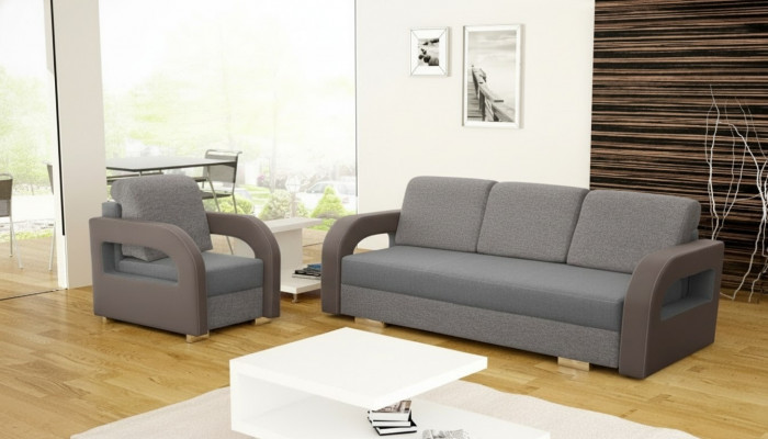 Canapé convertible, canapé pliant 3 places avec fonction de couchage + sommier de lit, design de canapé.