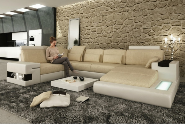 Canapé d'angle Sofa Canapé Rembourrage Forme en U Paysage vivant Conception Canapés XXL Grand