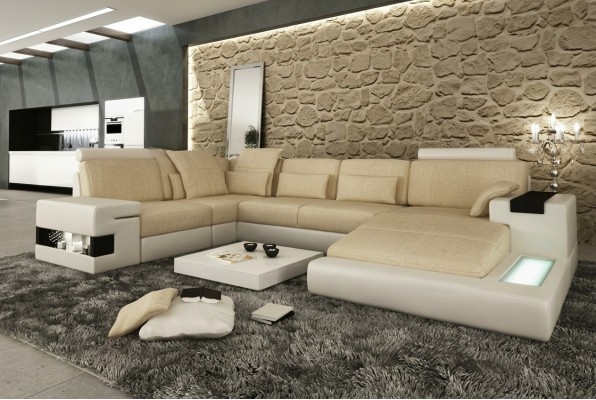 Canapé d'angle Sofa Canapé Rembourrage Forme en U Paysage vivant Conception Canapés XXL Grand