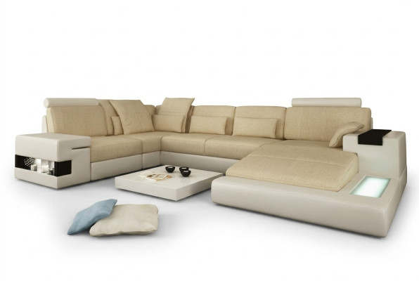 Canapé d'angle Sofa Canapé Rembourrage Forme en U Paysage vivant Conception Canapés XXL Grand