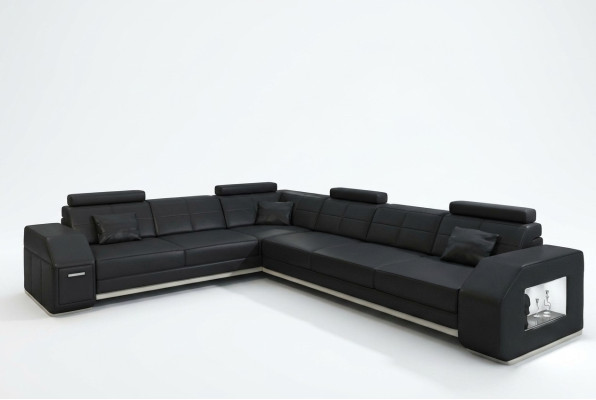 Canapé d'angle Canapé en cuir Canapé Sofa Rembourrage Siège Suite d'angle Paysage de vie Ebern S